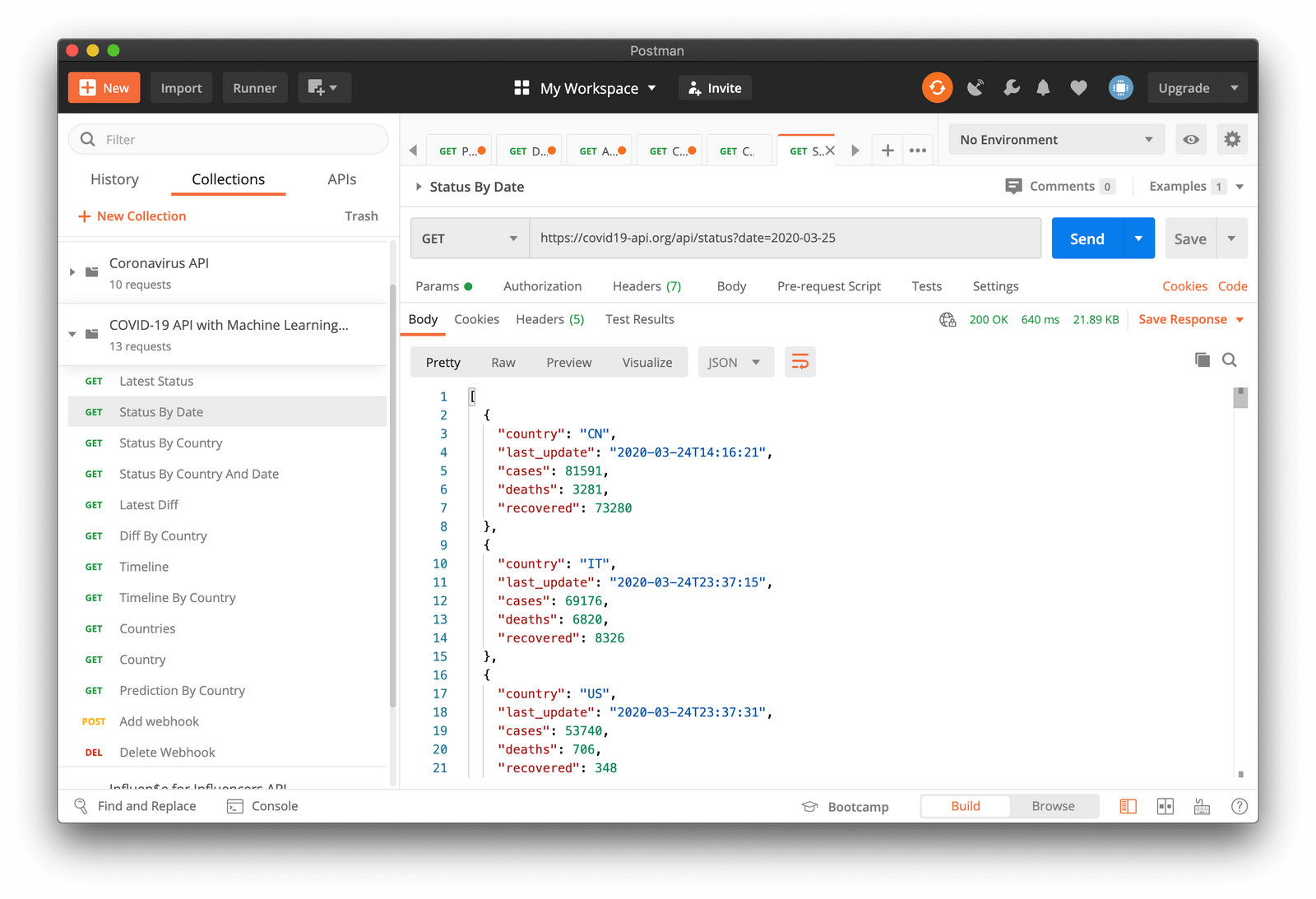 Blog post - covid app - 2 column postman